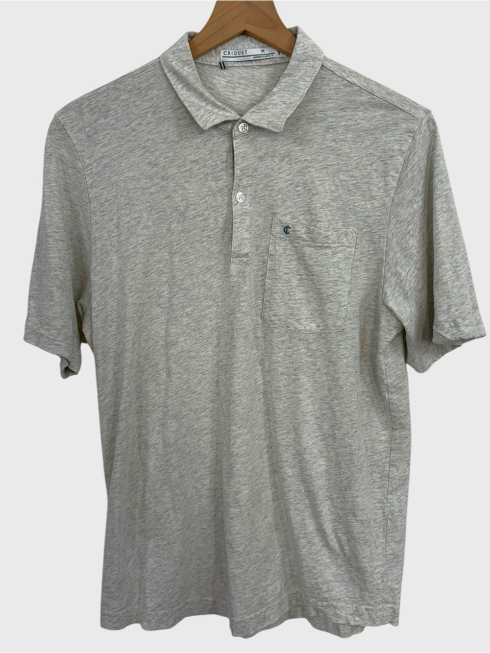 Criquet Heather Gray Men's Cotton Short Sleeve Polo Shirt Size Medium